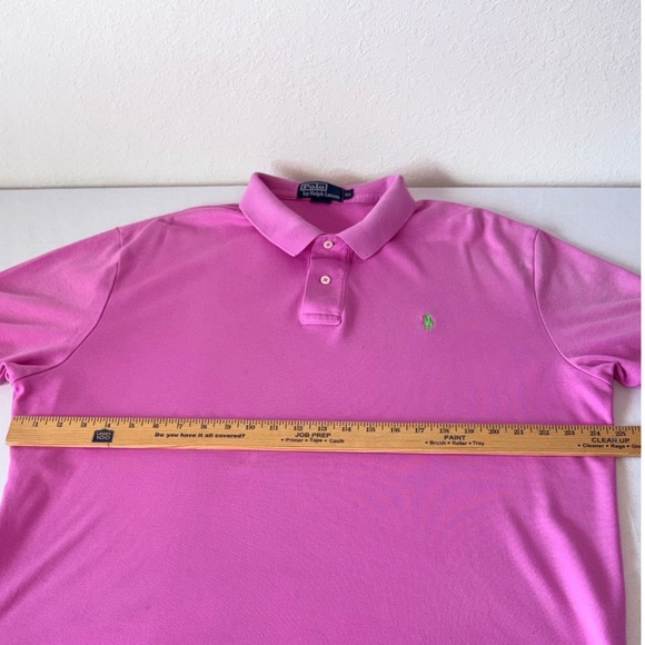 Polo Ralph Lauren Mens XL Pink Short Sleeve Cotton Polo Shirt Green Pony Logo - Picture 6 of 11